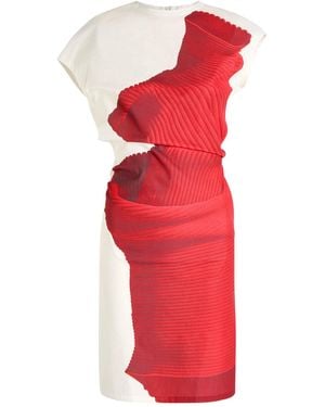 Issey Miyake Printed Cotton-Blend Poplin Midi Dress - Red