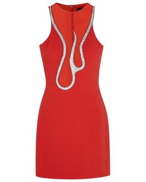 David Koma Crystal-Embellished Tulle-Panelled Mini Dress - Red