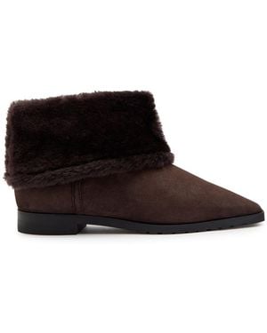 TOTEME Shearling-Trimmed Suede Ankle Boots - Brown