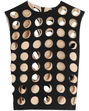 A.W.A.K.E. MODE Laser-Cut Cut-Out Crepe Top - Black
