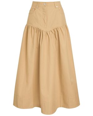 Ganni Suiting Cotton-Blend Maxi Skirt - Natural