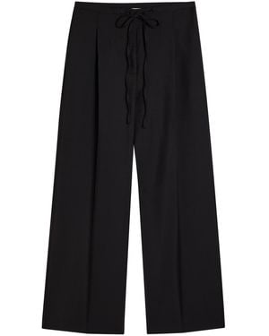 Rohe Drawstring Straight-Leg Wool-Blend Trousers - Blue