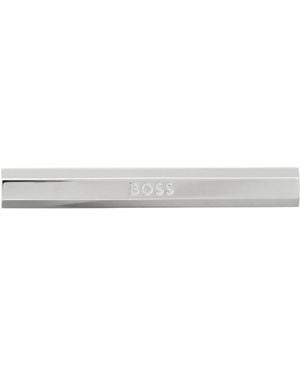 BOSS Logo-Engraved Tie Clip - White