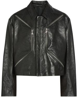 Rick Owens Heizer Grained Leather Jacket - Black