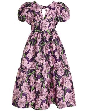 Sister Jane Floraison Floral-Jacquard Woven Midi Dress - Purple