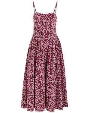 Jonathan Simkhai Sangria Floral-Embroidered Cotton Midi Dress - Purple