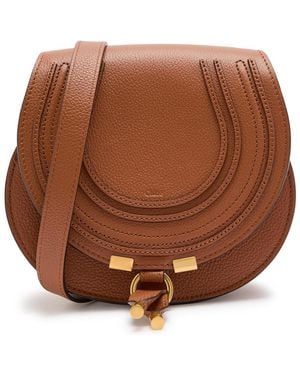 Chloé Marcie Small Grained Leather Saddle Bag - Brown