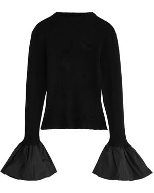 ROTATE SUNDAY Rotate Ribbed-Knit Top - Black