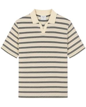 Percival Striped Textured-Knit Cotton-Blend Polo Shirt - Natural