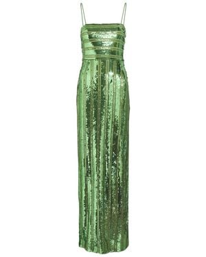 Galvan London Stargaze Bandeau Sequin-Embellished Tulle Maxi Dress - Green