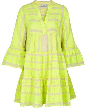 Devotion Ella Embroidered Stretch-Cotton Mini Dress - Yellow