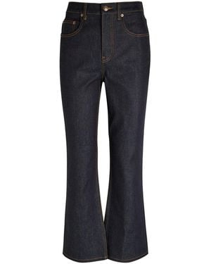 Tory Burch Cropped Flared-Leg Jeans - Blue