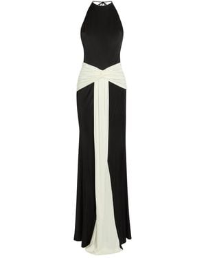 The New Arrivals Ilkyaz Ozel Euphorie Colour-Block Ruched Stretch-Jersey Maxi Dress - Black