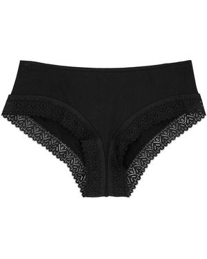 Simone Perele Eugenie Ribbed Lace-trimmed Briefs - Black