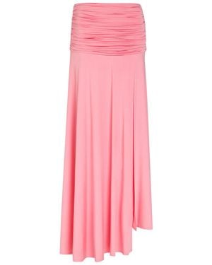 Self-Portrait Ruched Stretch-Jersey Maxi Skirt - Pink