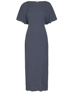 Reformation Maeva Polka-Dot Woven Midi Dress - Blue