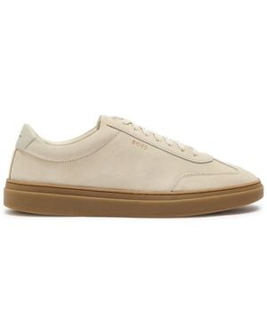 BOSS Kieran Leather-Trim Suede Sneakers - Natural