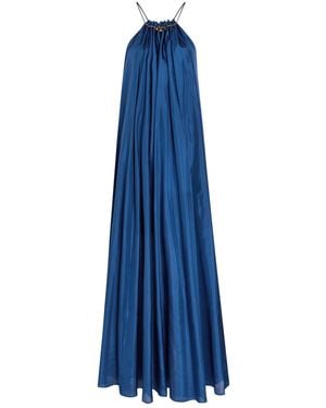 Zimmermann Aster Gathered Silk Maxi Dress - Blue