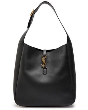 Saint Laurent Le 5 À 7 Large Grained Leather Shoulder Bag - Black