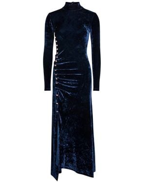 Rabanne Gathered Velvet Gown - Blue