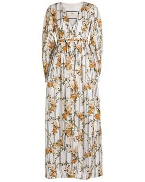 Agua Bendita Frambuesa Floral-Print Linen Maxi Dress - Natural