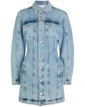 GOOD AMERICAN Paneled Stretch-Denim Mini Dress - Blue
