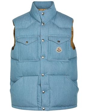 Moncler Logo-Appliquéd Padded Denim Gilet - Blue