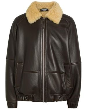 Jacquemus Le Bombardier Leather Bomber Jacket - Black