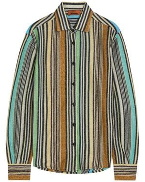 Missoni Striped Metallic-Knit Shirt - Green
