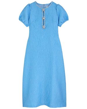 Sister Jane Reef Jacquard Cloqué Midi Dress - Blue