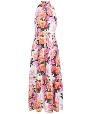 Borgo De Nor Biba Floral-Print Belted Cotton Maxi Dress - Red