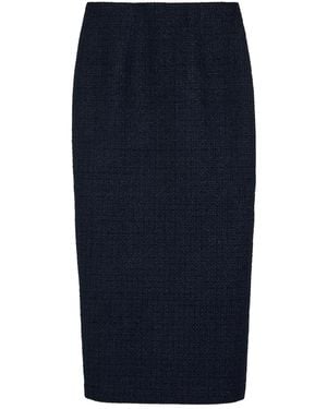 Roland Mouret Ceremony Metallized Bouclé Midi Skirt - Blue