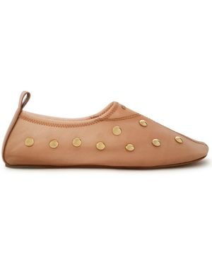 Chloé Rita Stud-Embellished Mesh Ballet Flats - Brown