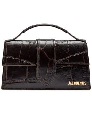 Jacquemus Le Grande Bambino Crocodile-Effect Leather Top Handle Bag - Black