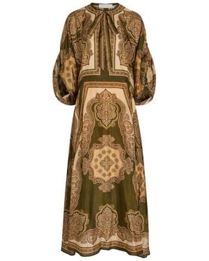 Zimmermann Mahon Printed Silk Midi Tunic Dress - Natural