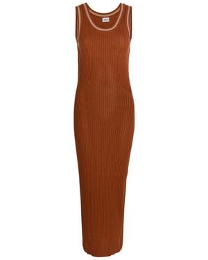 Tod's Scoop-Neck Cotton-Knit Midi Dress - Brown