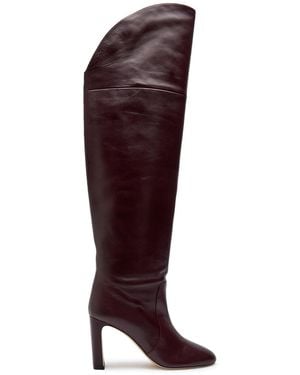 Stuart Weitzman Babette Tubo 85 Leather Over-The-Knee Boots - Purple