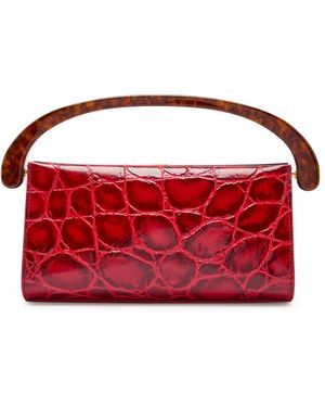 Dries Van Noten Crisp Crocodile-Effect Leather Top Handle Bag - Red