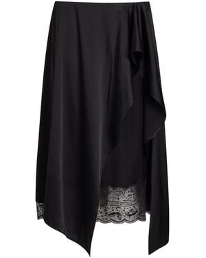 Acne Studios Inouka Asymmetric Satin Midi Skirt - Black