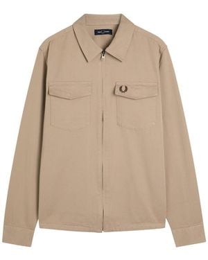 Fred Perry Logo-Embroidered Cotton-Twill Overshirt - Natural