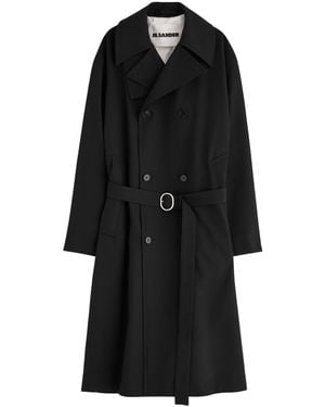 Jil Sander Black Double-breasted Virgin Wool Coat for Men | Lyst