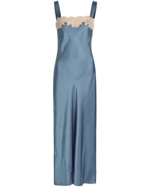 RIXO London Rosamarie Lace-Trim Satin Midi Slip Dress - Blue