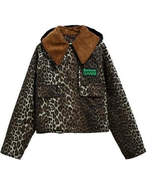 BARBOUR X GANNI Print Waxed Cotton Jacket - Brown