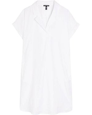 Eileen Fisher Notch Collar Linen Midi Shirt Dress - White