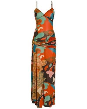 Etro Printed Mesh-Jersey Maxi Dress - Orange