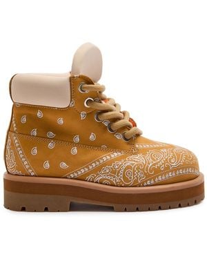 PDF CHANNEL Strada Low Bandana Printed Suede Boots - Brown