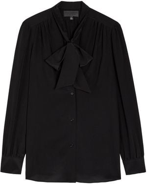 Nili Lotan Colt Tie-Neck Silk Blouse - Black