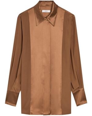 JOSEPH Childs Panelled Silk Blouse - Brown