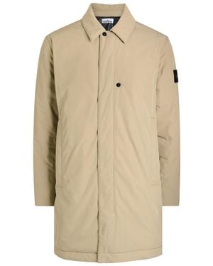 Stone Island Micro Twill Quilted Trench Coat - Natural