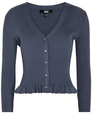 PAIGE Royce Frill Cotton-Blend Cardigan - Blue